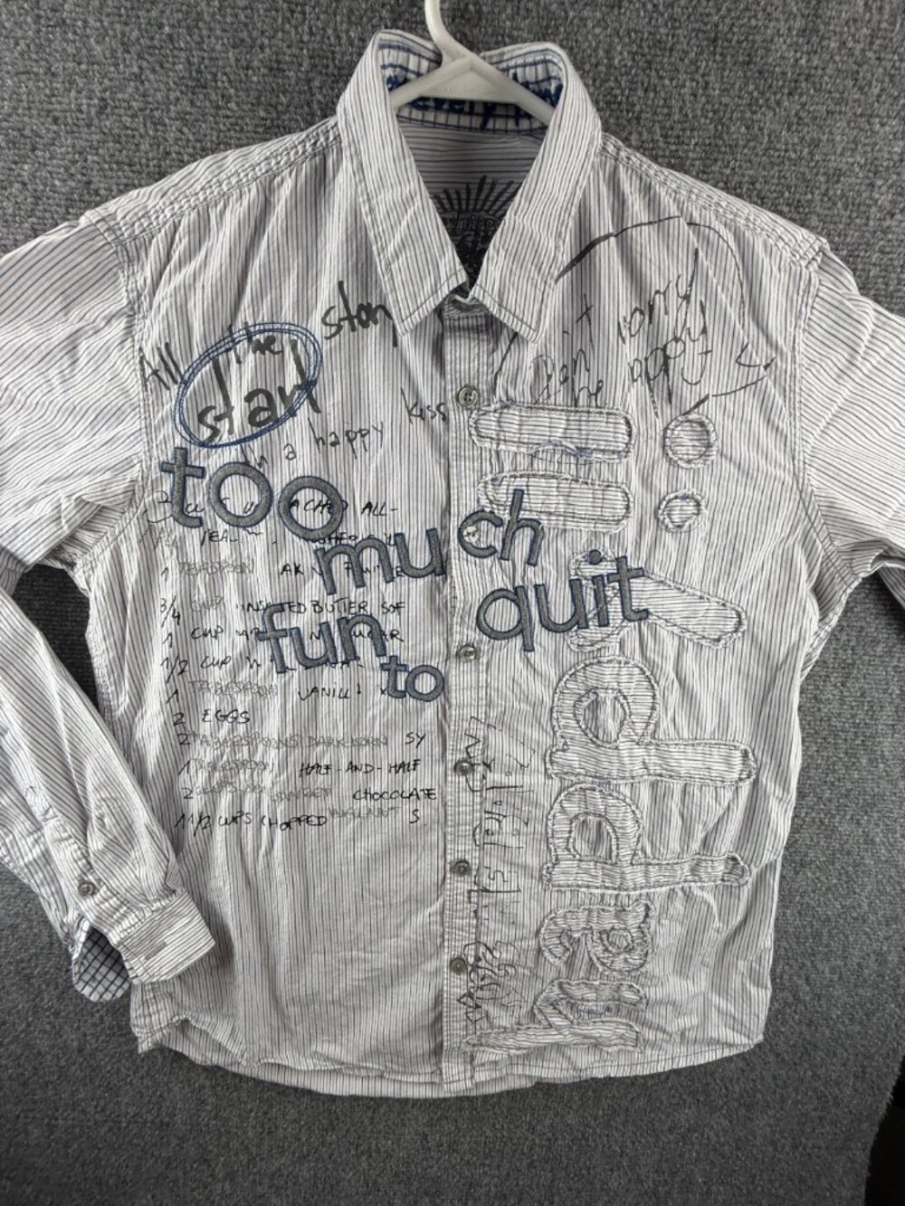 Desigual Graphic Print Button Up Shirt Men Cotton Large Passaparola Happy Text